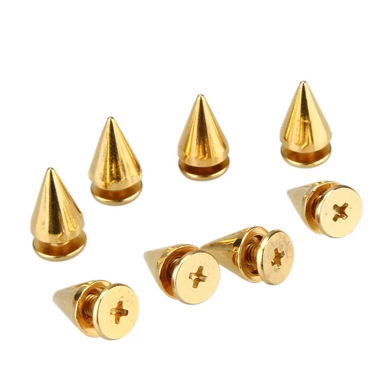 Твердые Латунные пирамидальные шпильки винтовые заклепки цилиндрические шипы кожаный ремень с заклепками