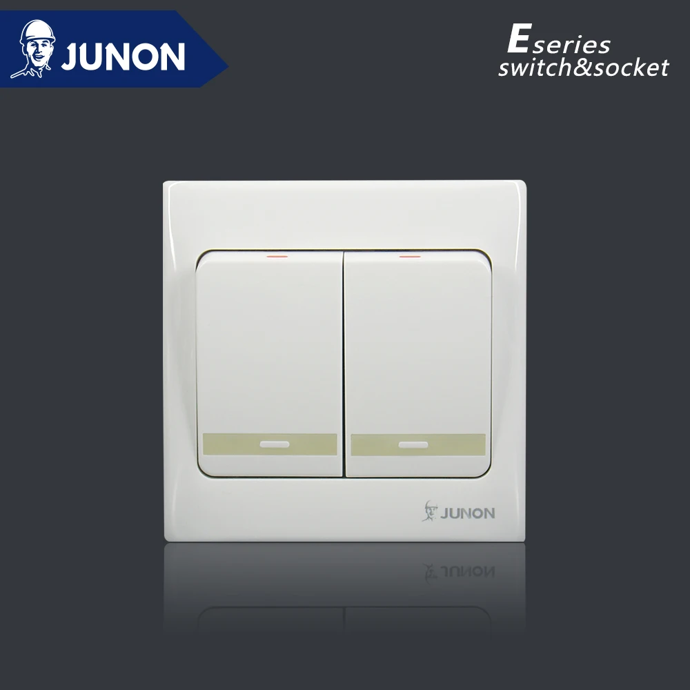 JUNON Hot Selling High Quality 2 Gang 1/2 Way Big Button Electric Wall Switch