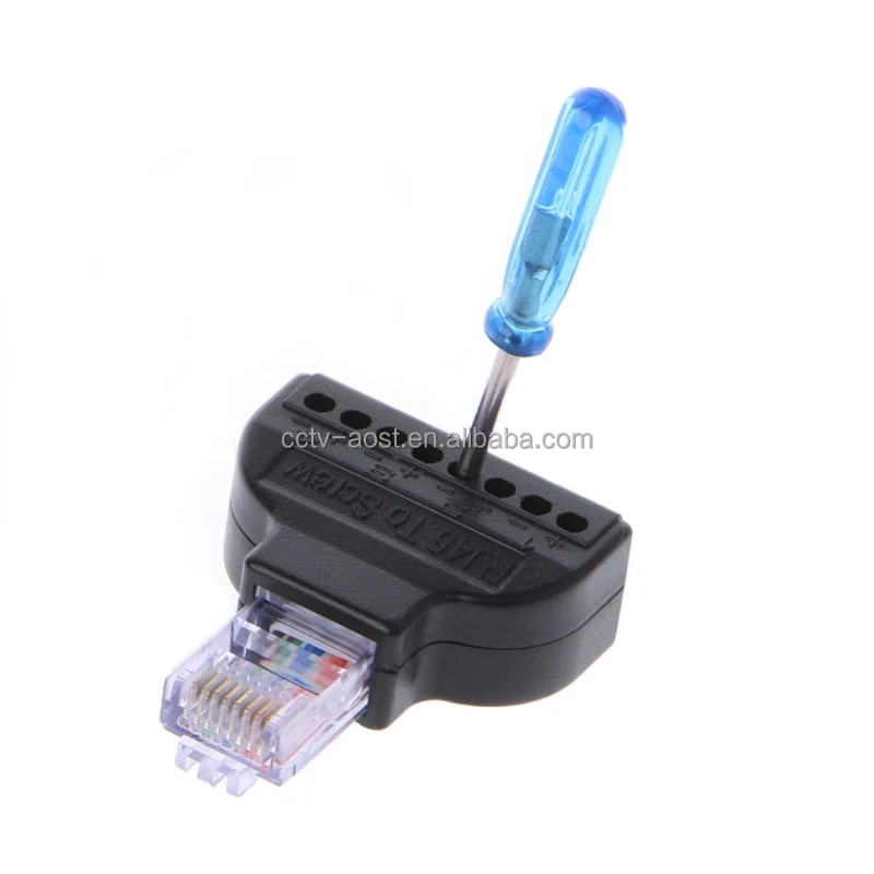RJ45 Converter Block Screw Terminal Ethernet Adaptor Male To 8 Pin AV Terminal Screw Adapter Plug