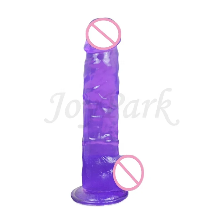 JoyPark Best Price 9 Inch Artificial Glass Huge Black Dildo Big Silicone Crystal Jelly Dildo for Women