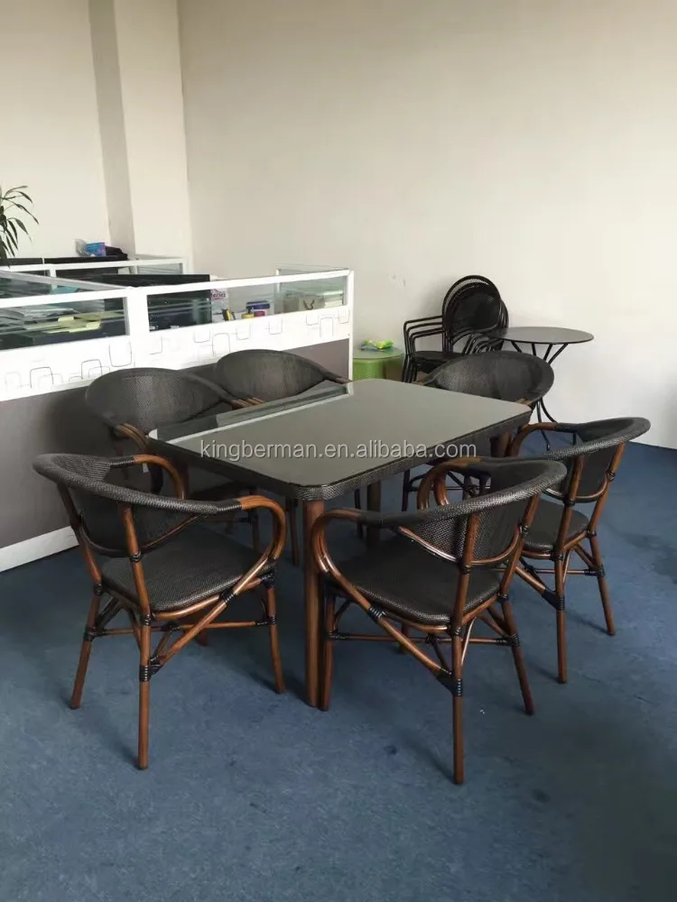 Hot Sale Outdoor Furniture Cheap Dining Table and 6 Chairs Used Restaurant Table and Chair