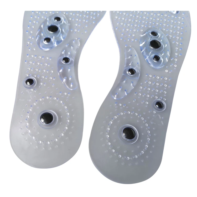 factory wholesale cuttable foot healthcare plantar faciitis breathable PVC acupuncture therapy massage magnetic insole flat feet