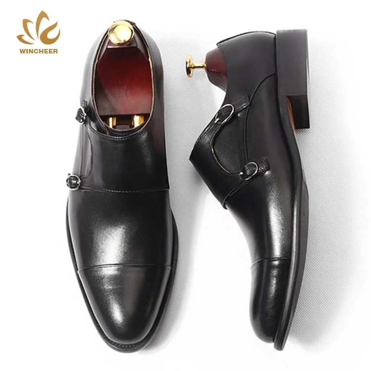 Wholesale Men Flat Shoes Good Quality Wedding Monk Strap Slip on Male Business Shoe Men Leather Dress Shoes