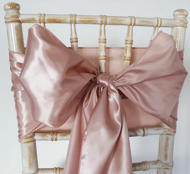 
Exquisite cheap rose gold satin wedding chair sashes 