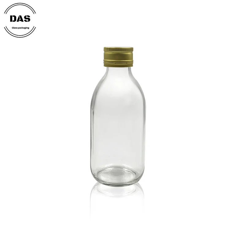 Custom fancy clear pharmaceutical glass syrup bottle 200ml