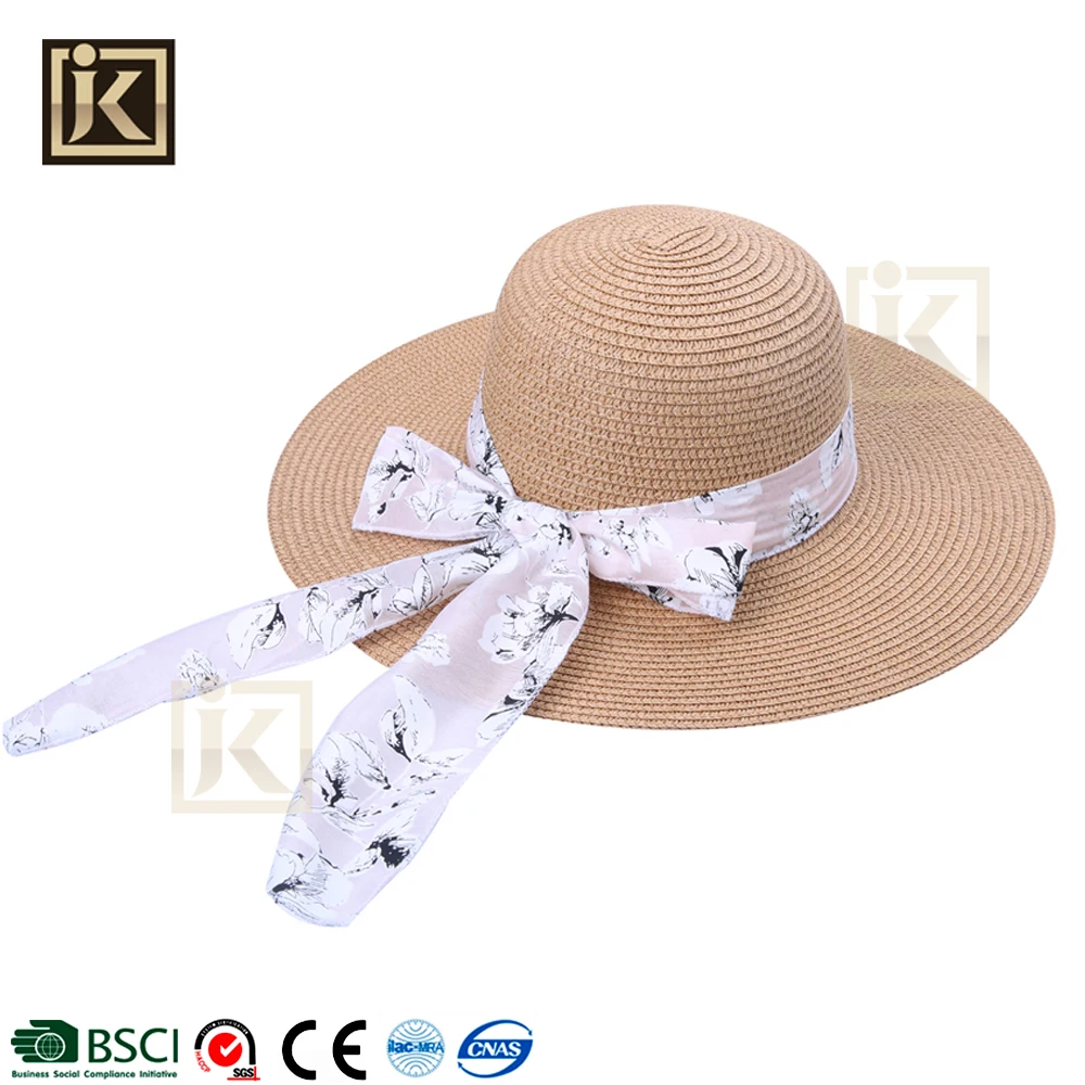JAKIJAYI new design ladies summer wide brim promotional beach straw hat
