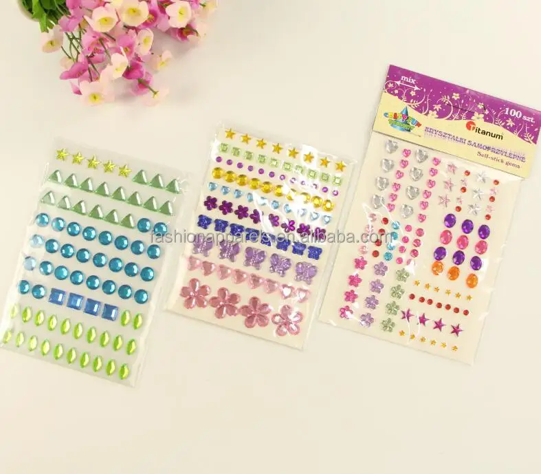 Self adhesive custom DIY acrylic rhinestone sticker custom wholesale