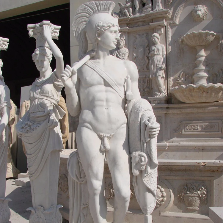 Life size natural marble hand-carved Soldier roman statues