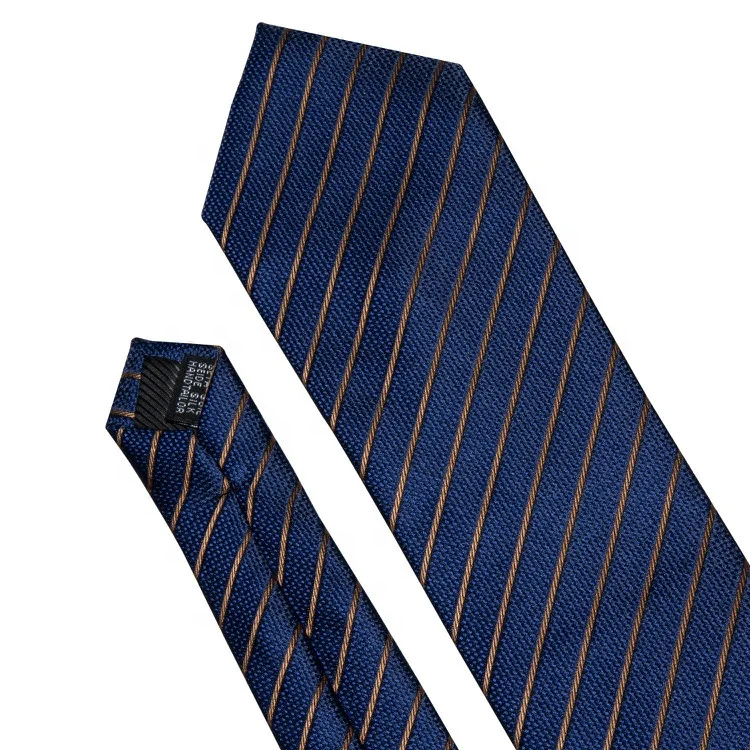 Barry Wang Fashion Blue Business Style 100% Silk Men Tie Striped Pattern Neck Ties