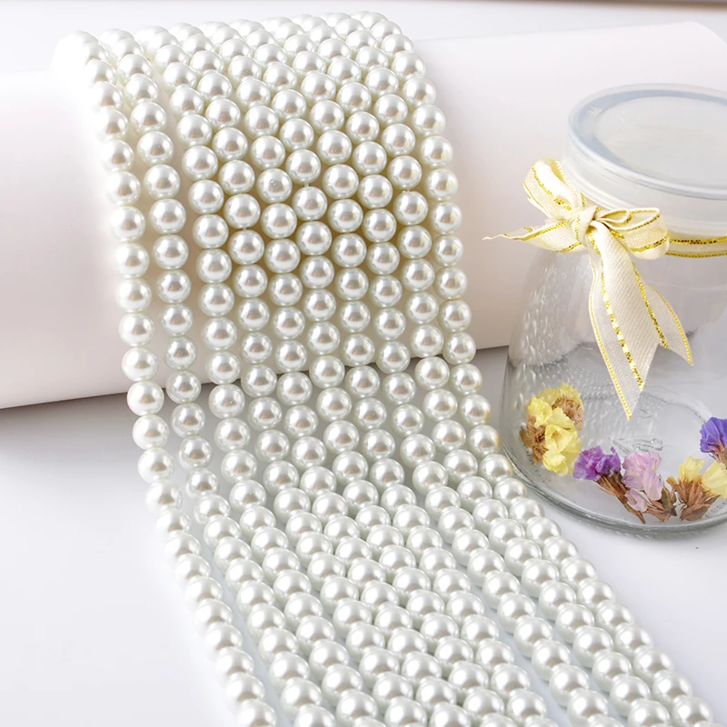 Colorful More Types 6mm 8mm Glass Imitation Pearls Loose Ivory Glass Pearl Beads for Rosary Making
