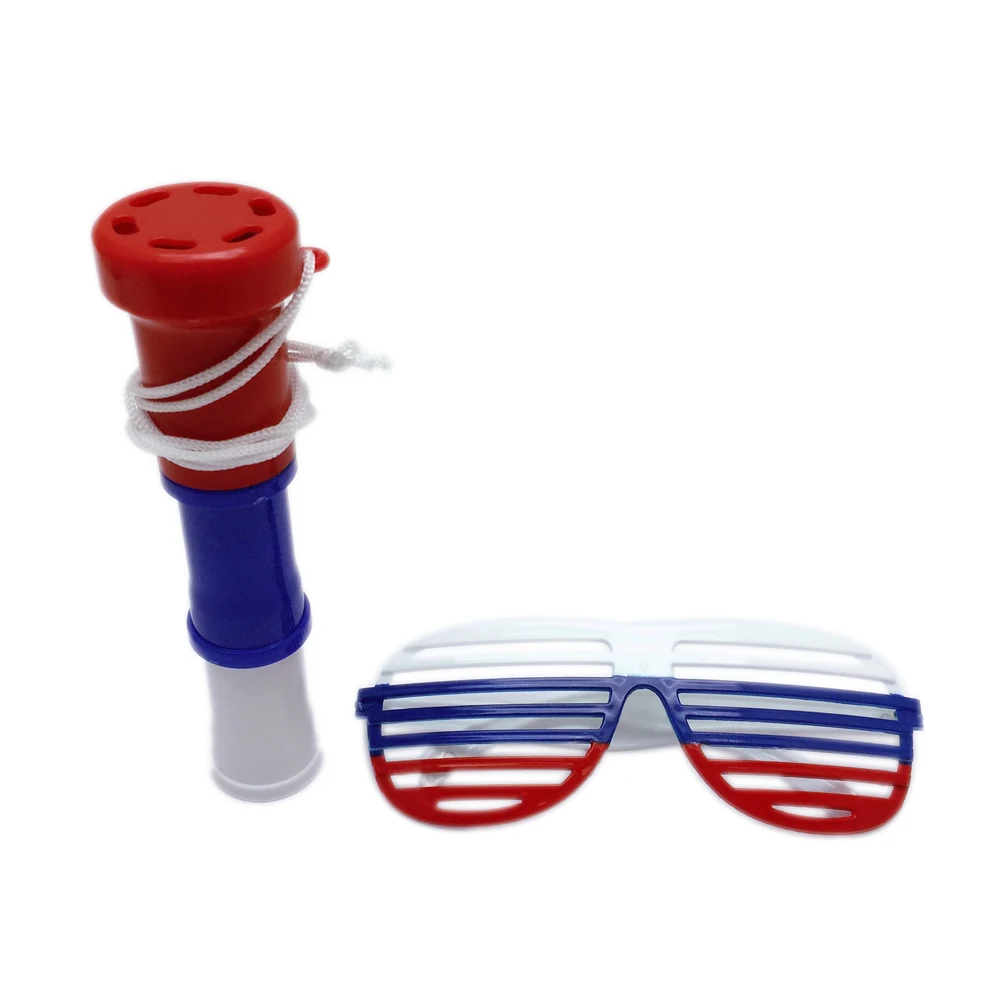 
Customize plastic football match air horn toy cheering mini trumpet with glasses 