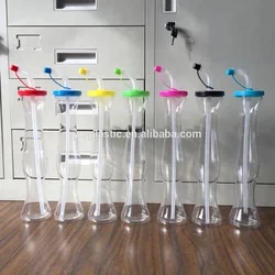 Hot sale 500ml plastic slush yard cup for promotional with lid and straw