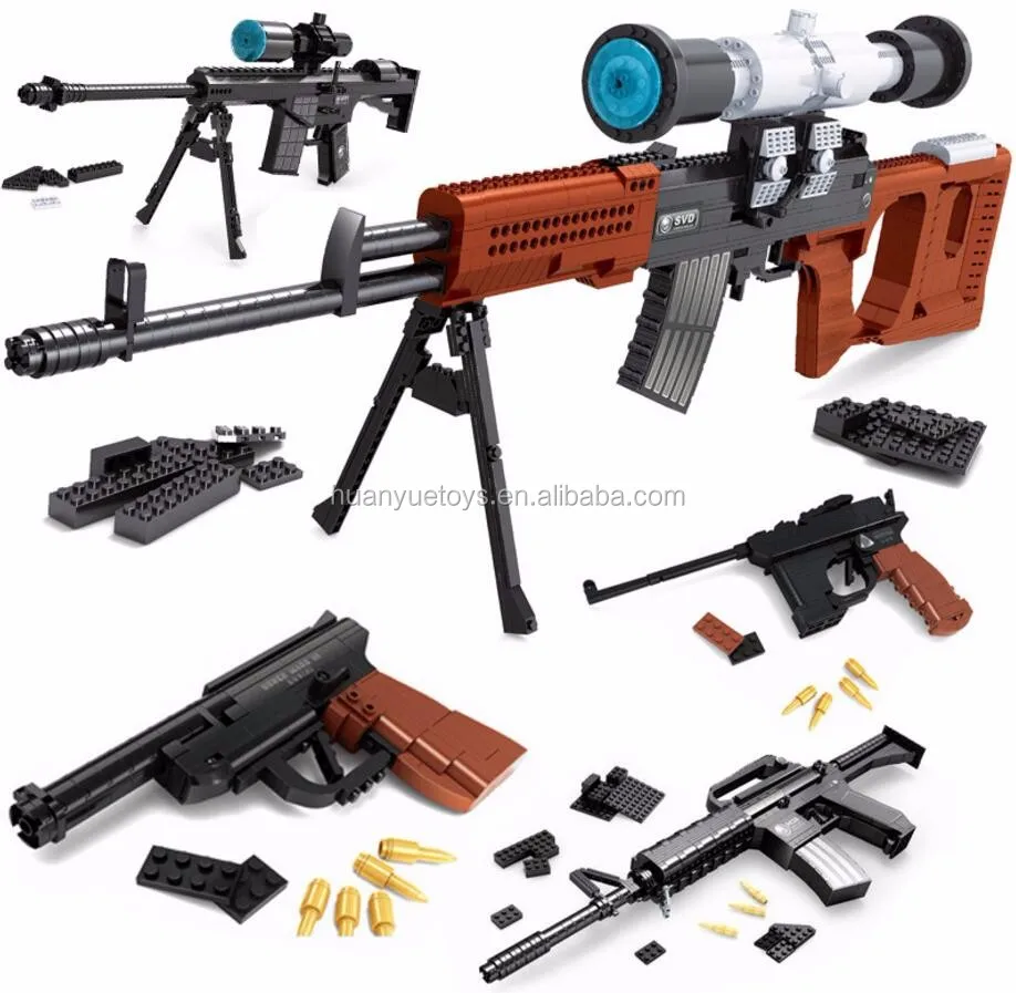 Ausini Military Technic series The SVD sniper rifle 1:1 model building block set Classic gun education Toys for children