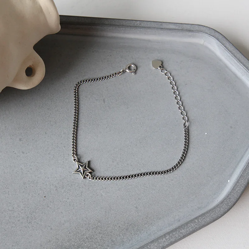 
Maxhen68 Korea handmade s925 Sterling silver fashion personality retro stars bracelet for women 