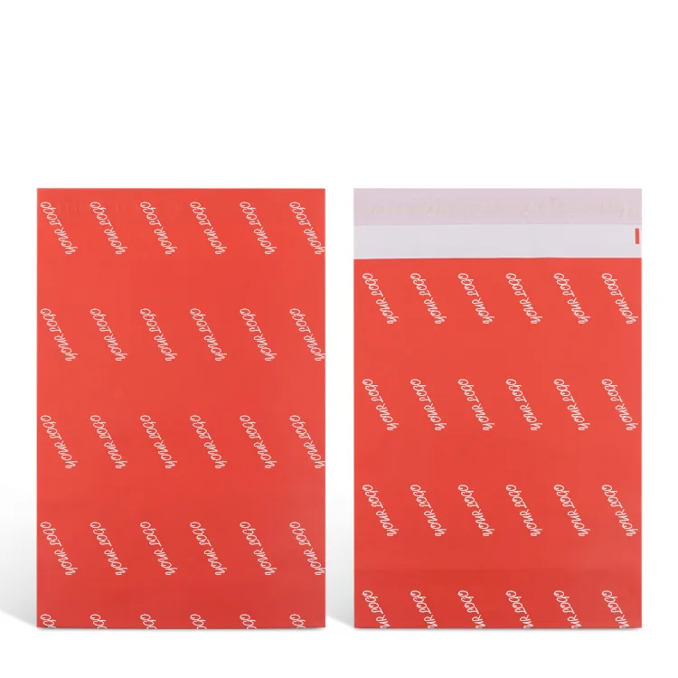 wholesale custom printed red matt polythene envelope mailing courier packaging bags for webshop