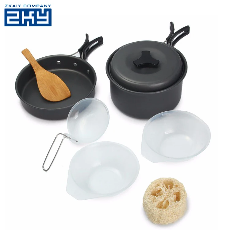 Multi Purpose Kitchen Non Stick Aluminum Alloy 9Pcs Outdoor Cooking Pot Camping Cookware Set
