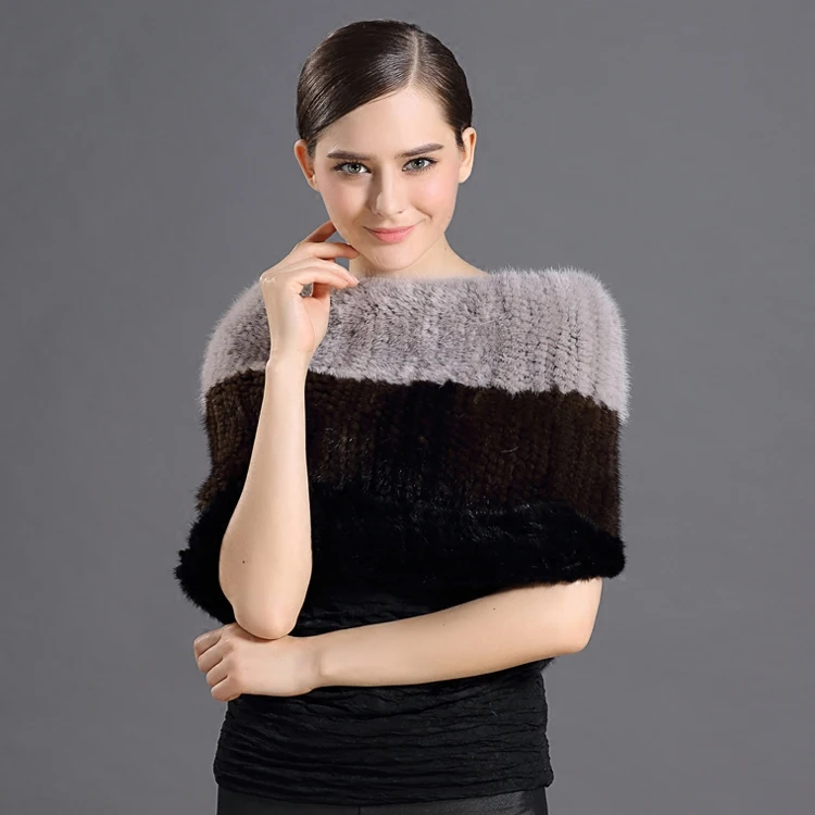 CX-B-M-68C 2023 Winter Excellent Knitted Mink Fur Scarf