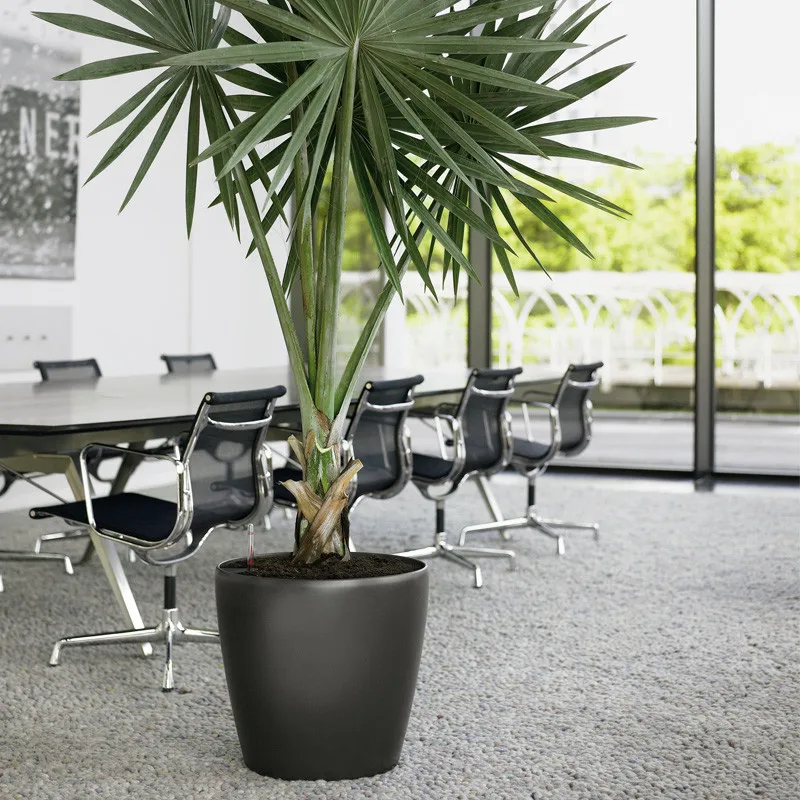 Outdoor smart ornamental big size resin fiberglass white glaze baking finishing lazy hydroponics flowerpot planter