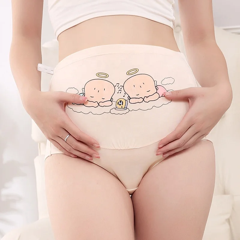 Новейший новый дизайн, женские трусики для беременных из чистого хлопка, милая помпа с изображением ангела, нижнее Белье для беременных с высокой талией, трусики