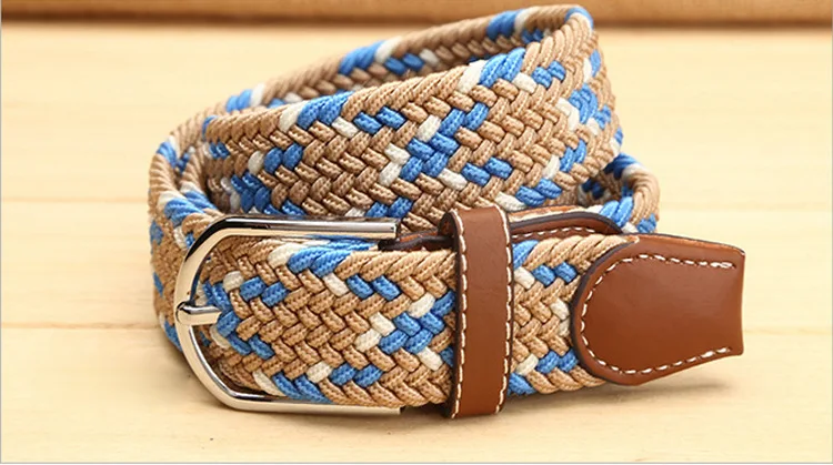 wholesale 3.5cm width alloy pin buckle ladies kids spandex braided webbing elastic band waist belt