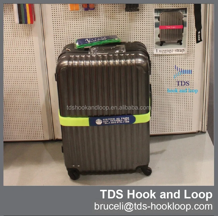 Factory whosale durable cargo fastening hook and loop luggage strap with buckle