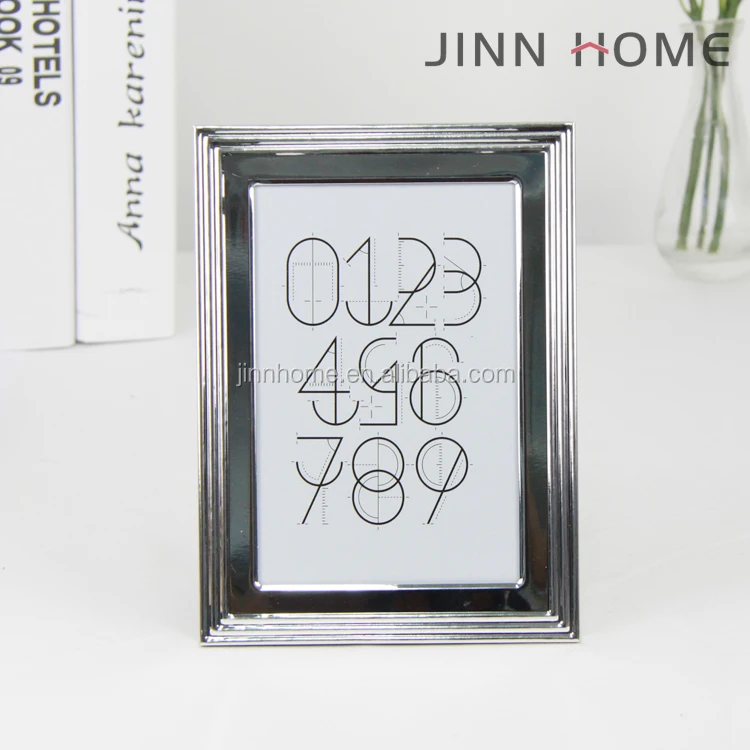 Jinnhome plating silver plated home decoration striped metal aluminum 4x6 photo frame new models