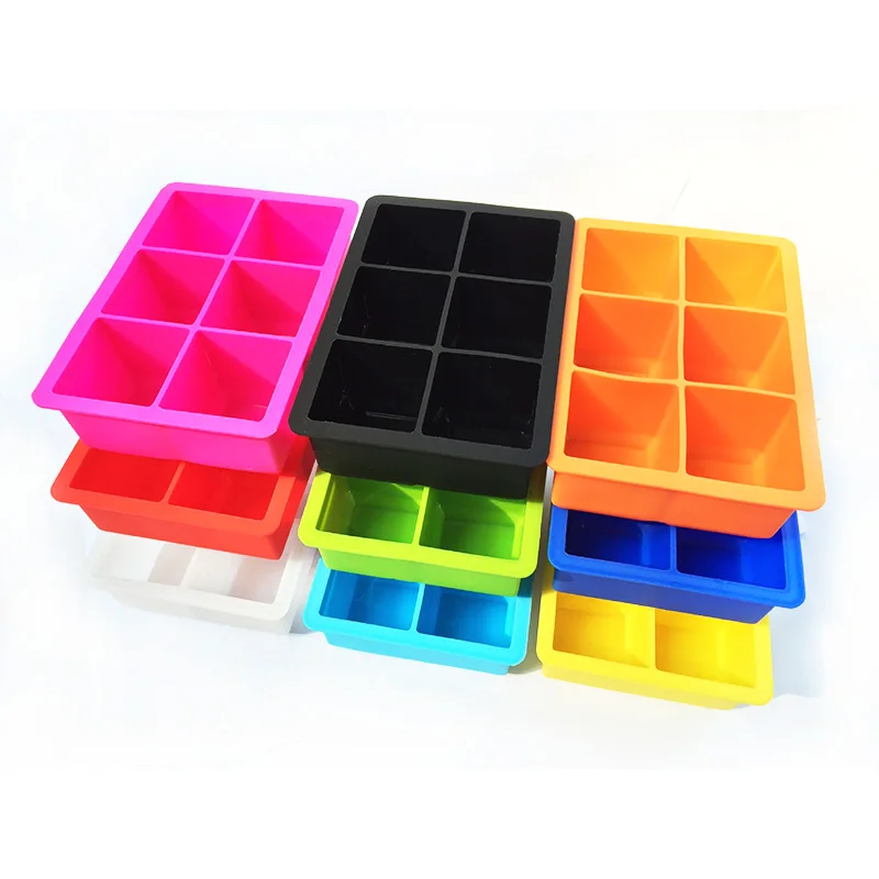 
Food grade 6 square cavities silicone ice cube tray 