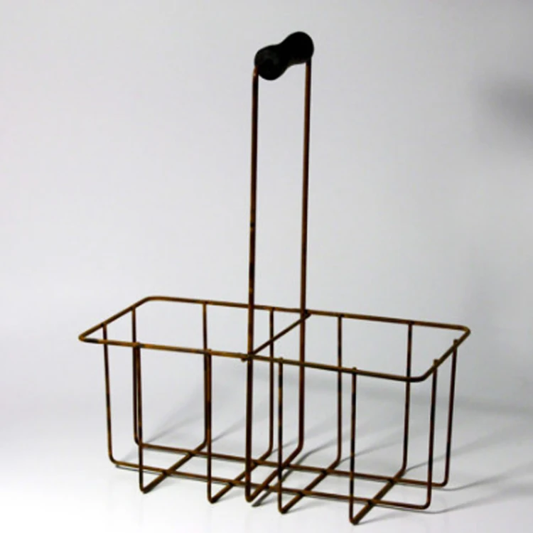 Small Vintage Milk Bottle With Carrier Basket