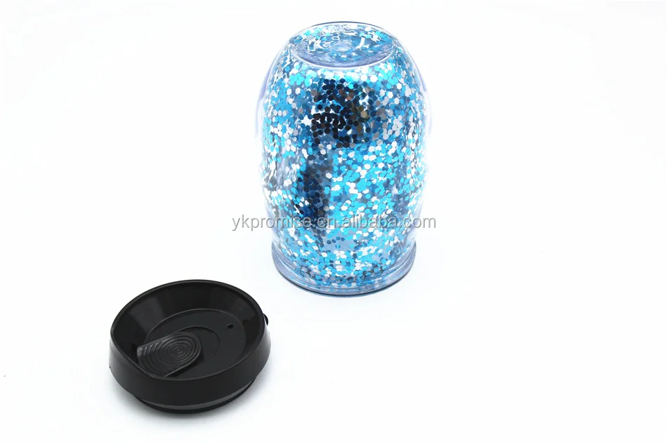 Plastic Confetti Wine Sippy Cups, 10 oz Glitter Stemless Wine Glass, double wall tumbler