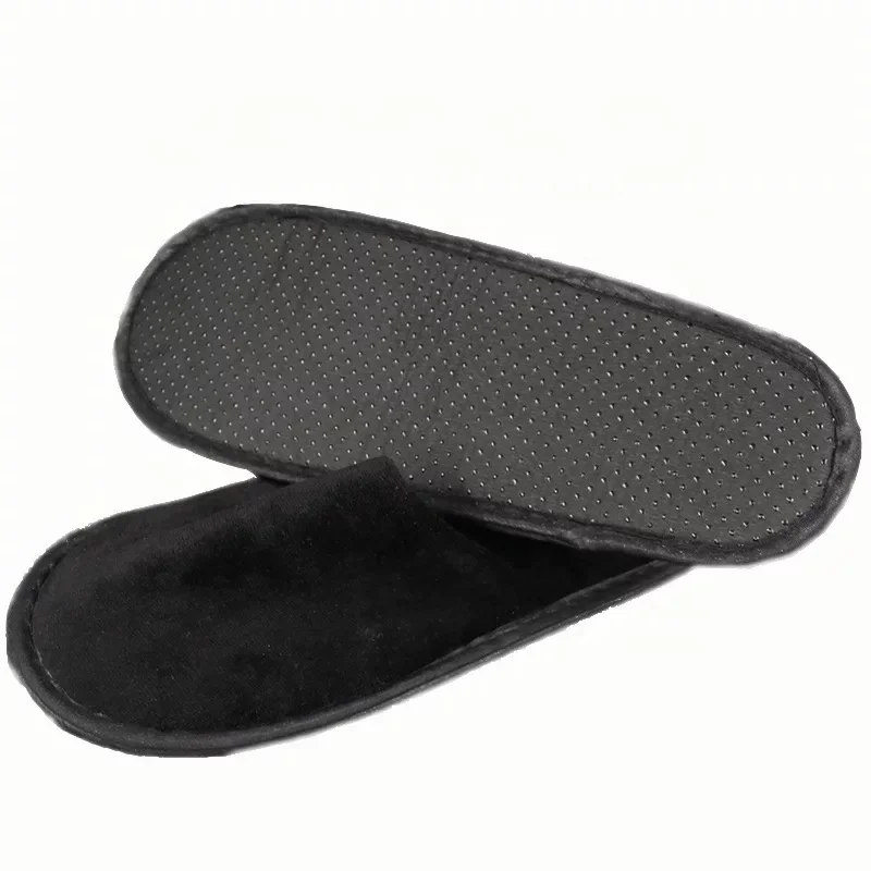 Yangzhou factory wholesale Black  anti-slip sole indoor hotel disposable slippers