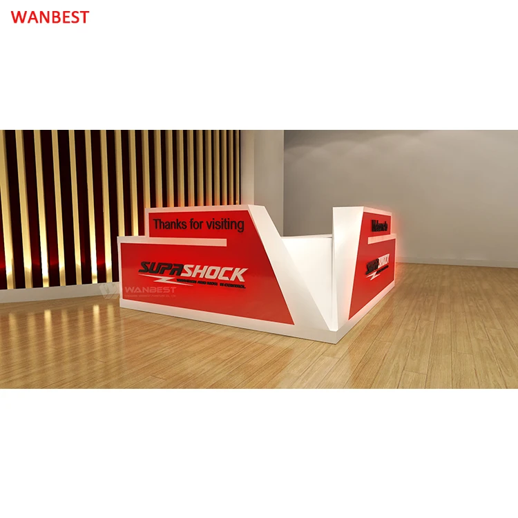 White red acrylic solid surface lobby front counter popular design for sale