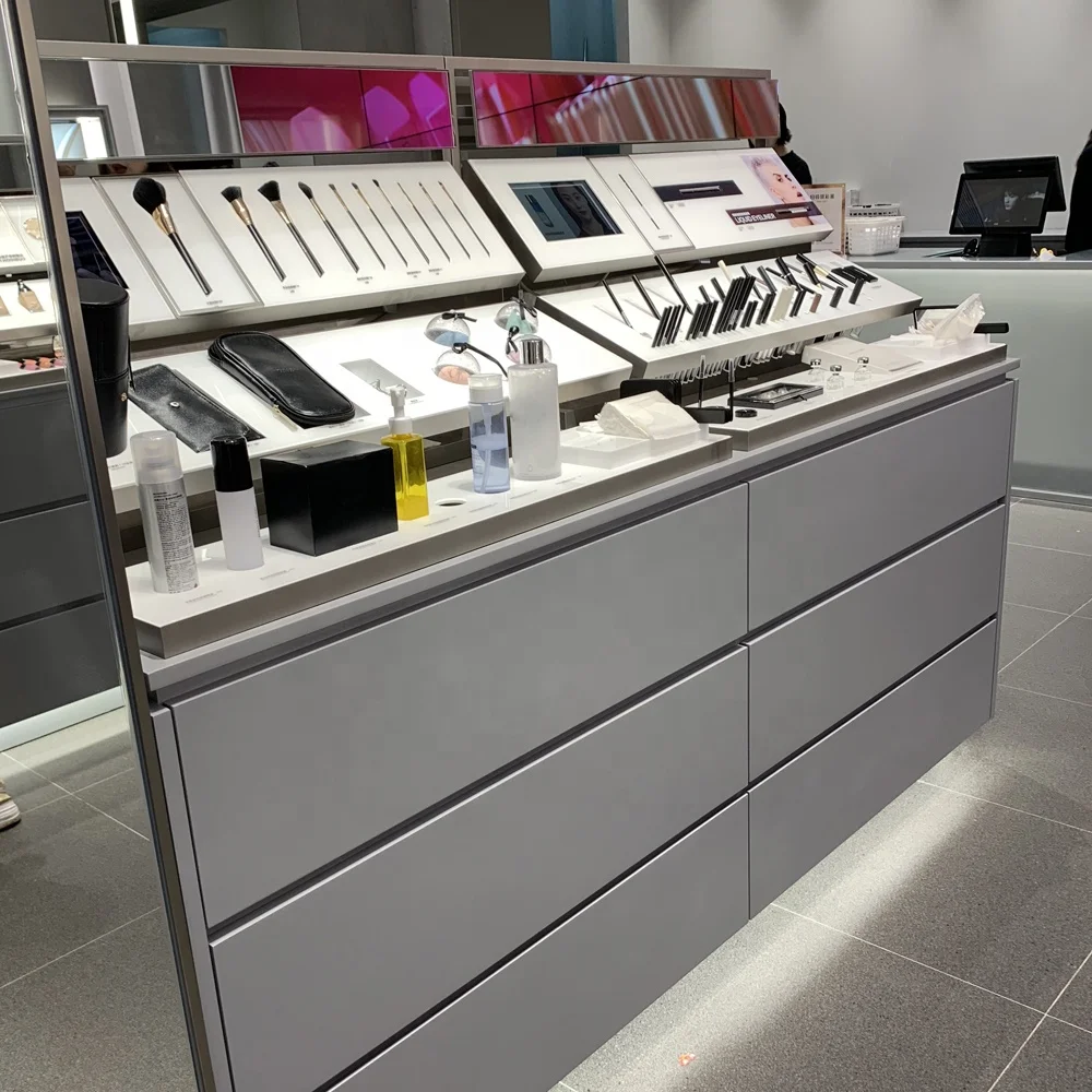 Foshan Factory Directly Cosmetic Shop Interior Counter Design Store Furniture Decoration
