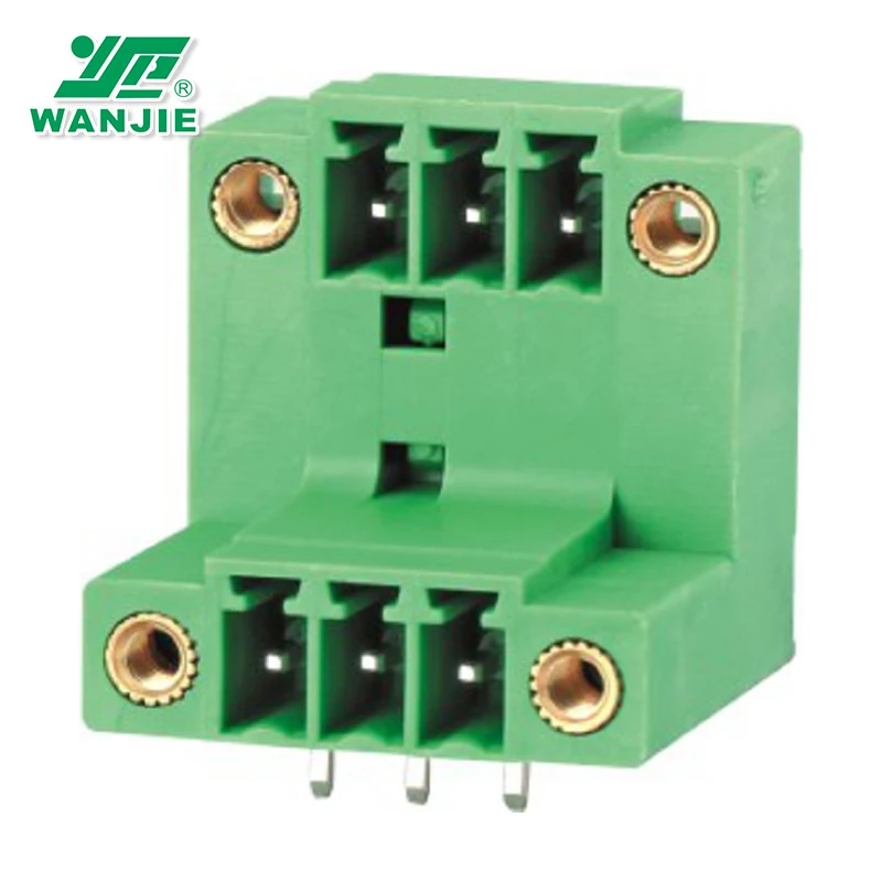 Wanjie Double Level Right Angle 3.5mm 3.81mm Pitch Male Pluggable Terminal Block WJ15EDGRT-3.5/3.81