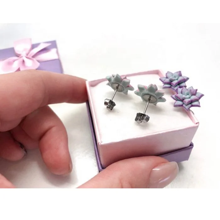 
Mint Succulent Earring Succulent Stud Earring Monogram 