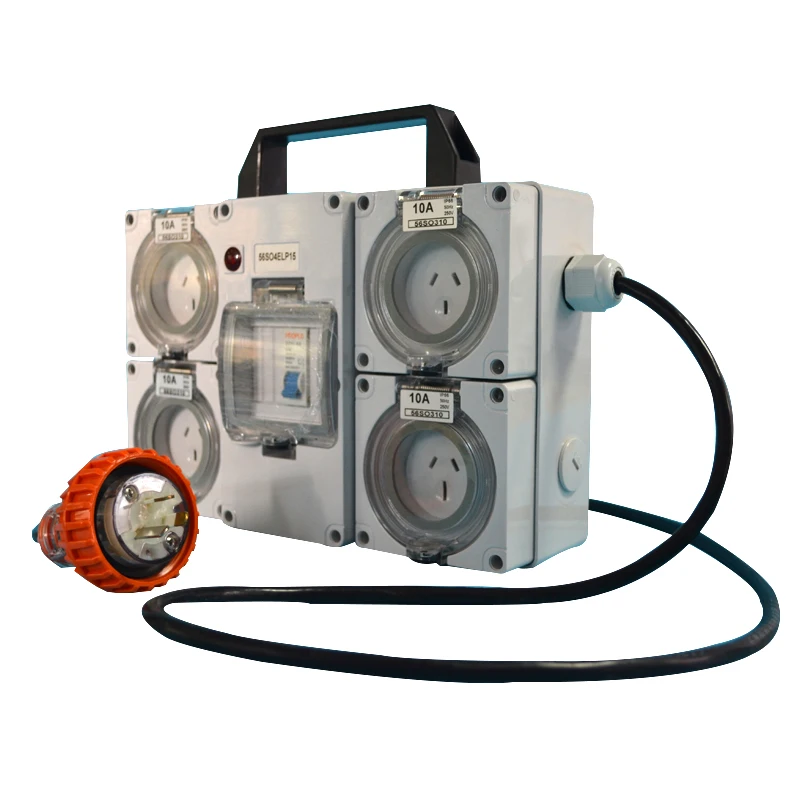 Australian 56SO4ELP15 ac circuit enclosure breaker IP66 portable CB protected Switched Socket distribution box with IEC MCB