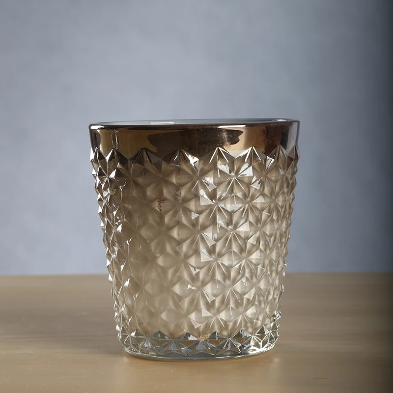 Delicate Wedding Candlestick Round Luxury Electroplating Gold Glass Candle Tumbler