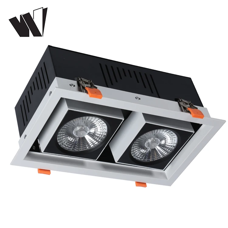 
High quality adjustable grille light fixture COB 24w 30w 40w 50w led double head downlight 