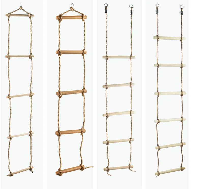 
wooden rope ladder Swing Set Accessory for Kids Backyard Wooden Swing Set 