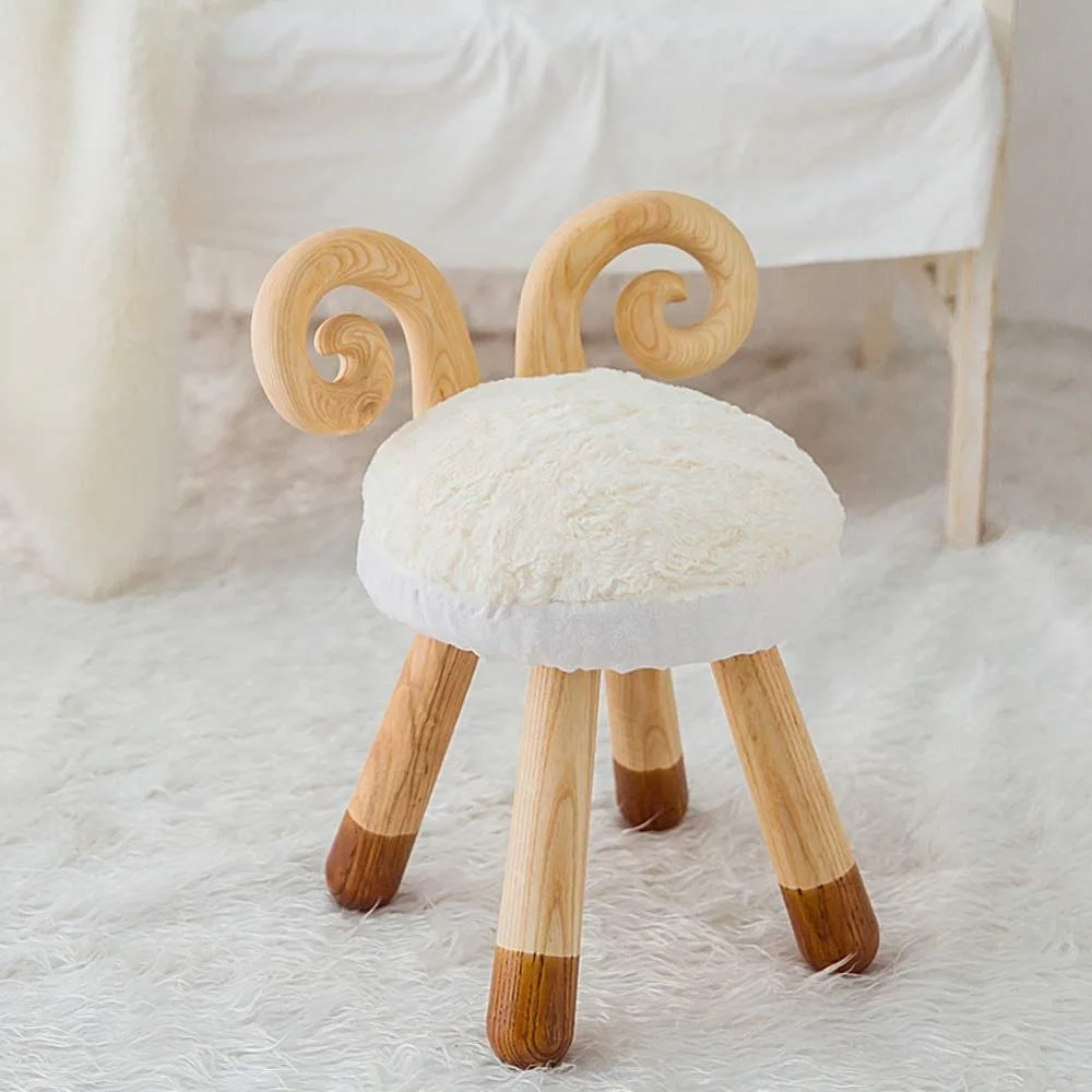 Living room furniture seating wooden lounge chair animal stool deer rabbit cow sheep giraffe animal step stool for kids