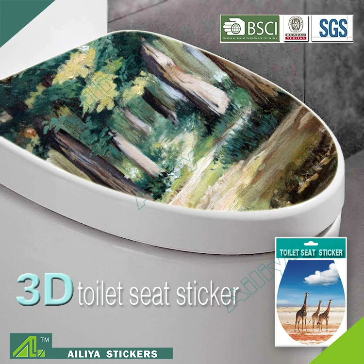 PVC 3d waterproof removable customized design home decorative toilet seat stickers uk