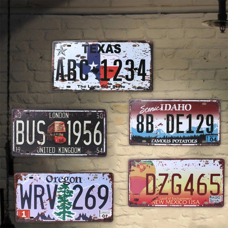 
Custom home decoration vintage metal tin signs european car number plate 