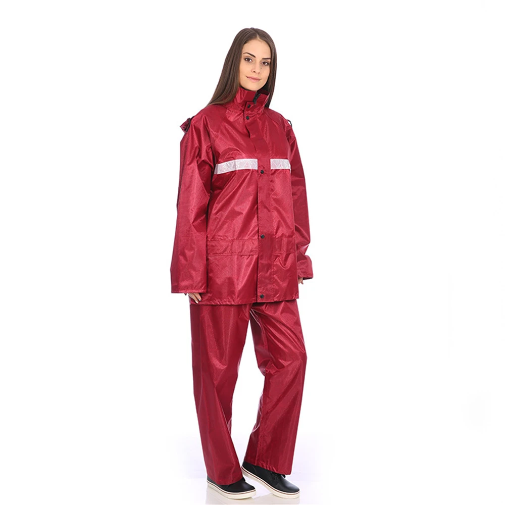 waterproof Breathable mesh cloth two layers durable for men Jacquard Fabric PVC rain suit jacket & trouser suit raincoat