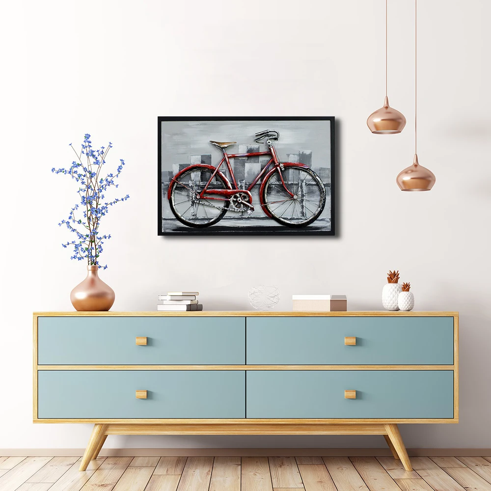 Popular Hot Bicycle art decoration 3D modern chinese wall art custom metal painting
