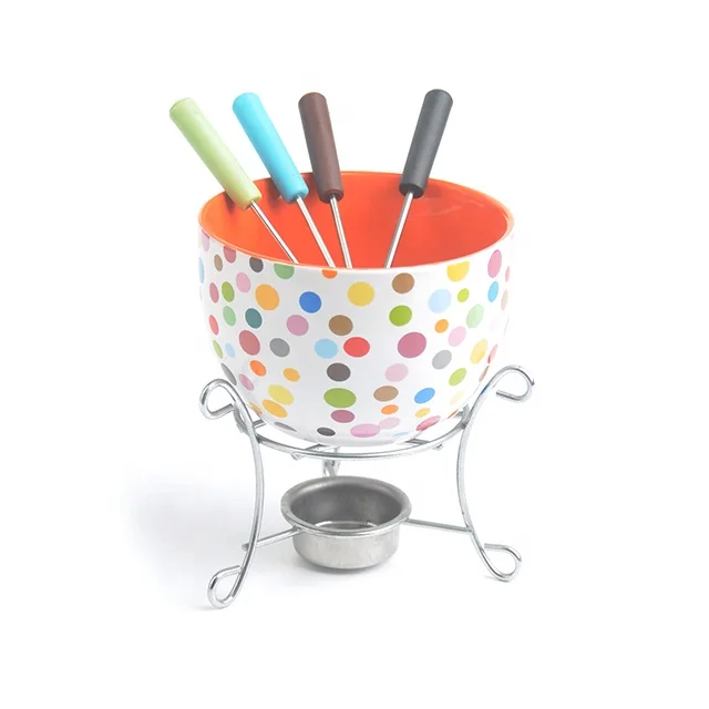 Chinese supplier wholesale rotatable cheese fondue set portable fondue set chocolate