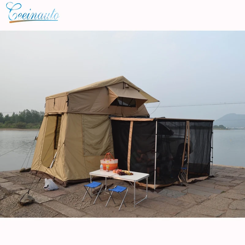 CeeinAuto thicken roof tent car sunscreen leakproof camping outdoor 1.4 meters wide multi-person foldable car tent extension