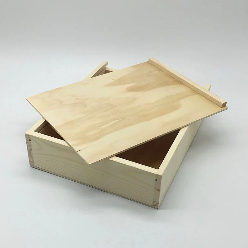 Обычная сосновая деревянная фотокоробка, индивидуальная Подарочная коробка, деревянная коробка с раздвижной крышкой