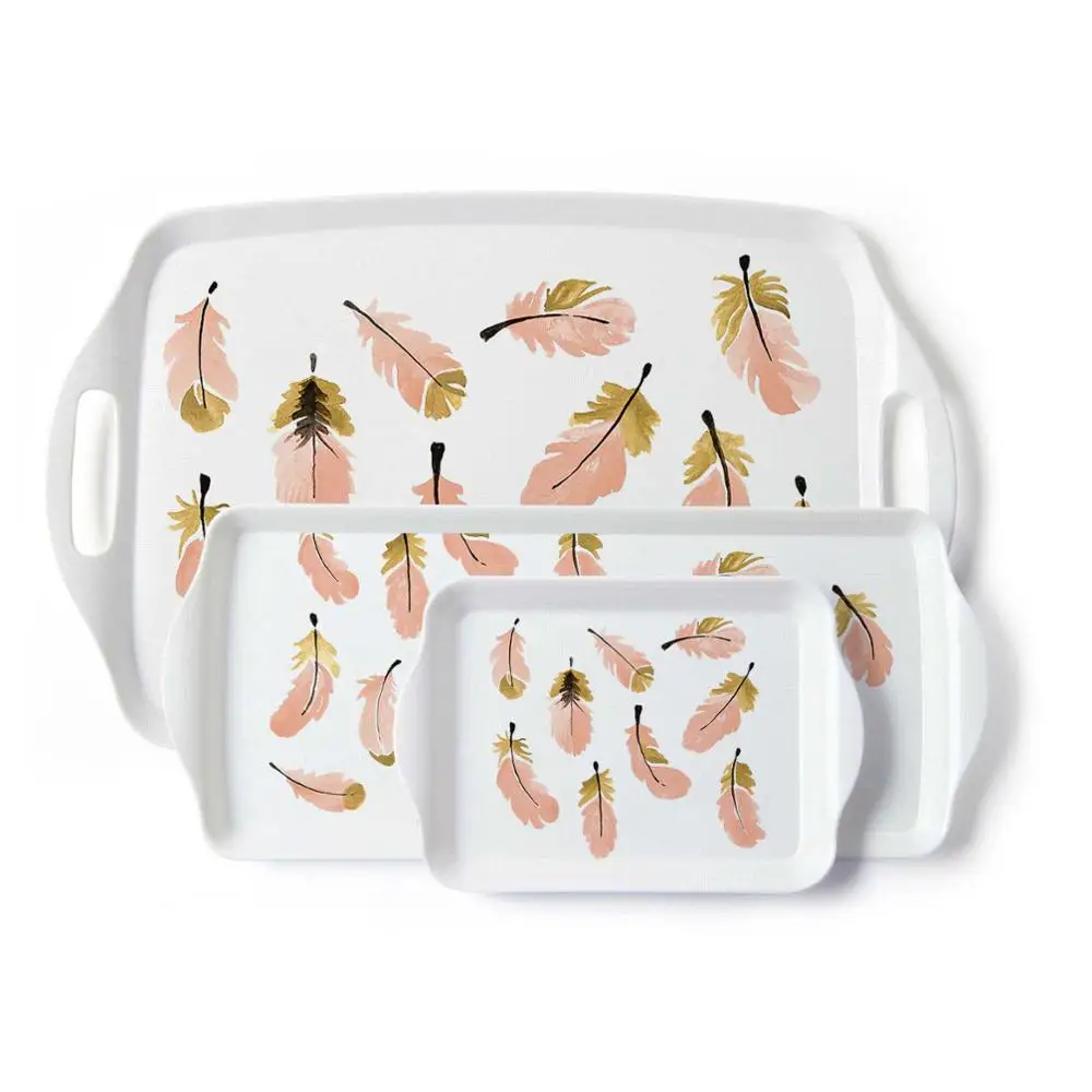 Fashion design melamine serving tray with handle