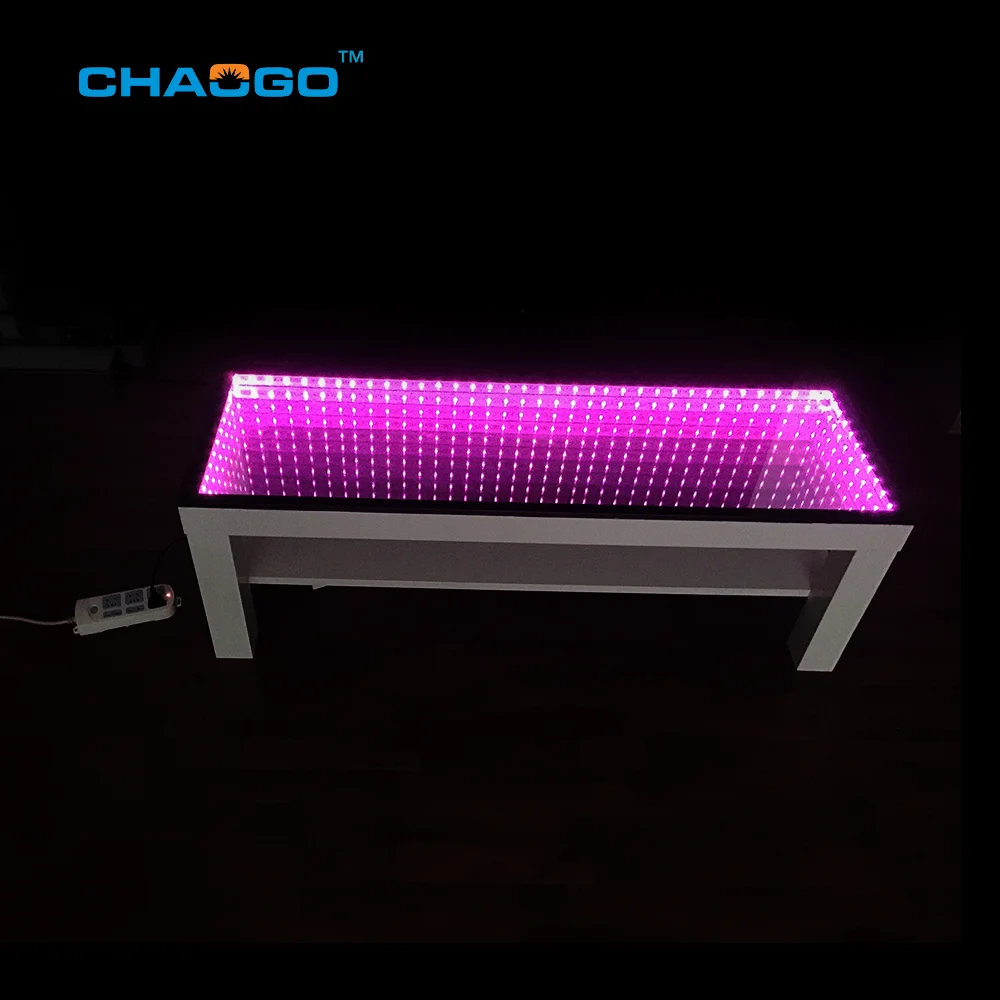 tempered glass bar table light up illuminated mirror infinity led 3d coffee table
