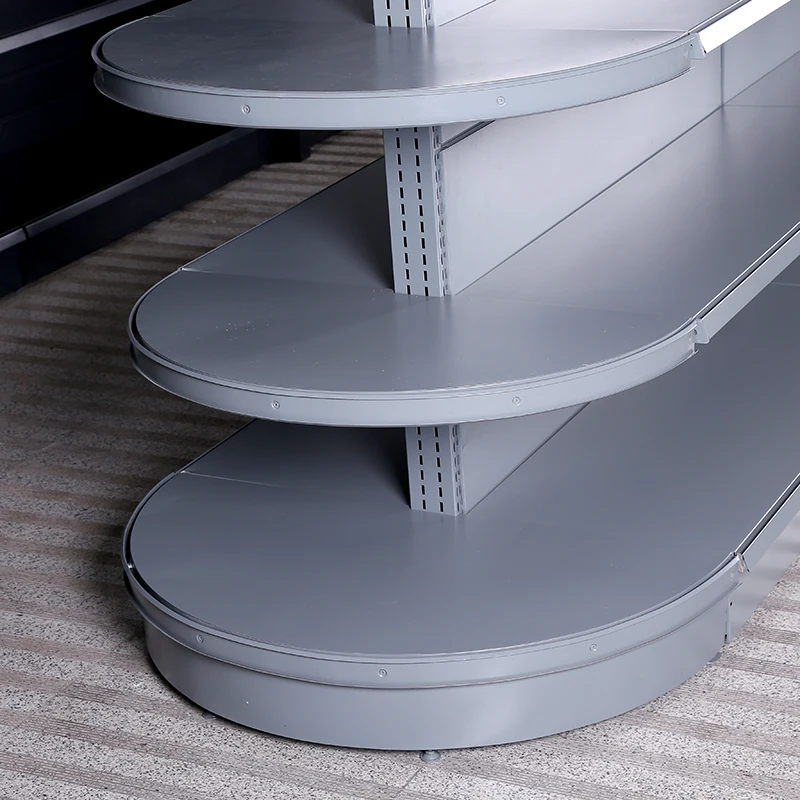 New design metal round ending shelf european style supermarket shelf