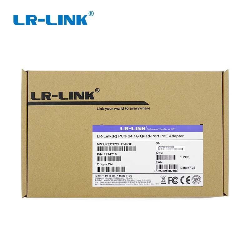 10/100/1000Base-T PoE + PCIe Порт Gigabit Ethernet 4 порта медь Сетевая интерфейсная карта с поддержкой PoE